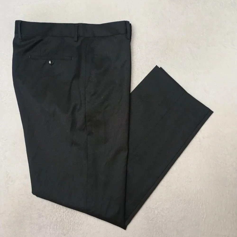 Hugo Boss Pants Men 36x32 Gray Dress Slim Wool Viscose Polyester Lined Suit Work
